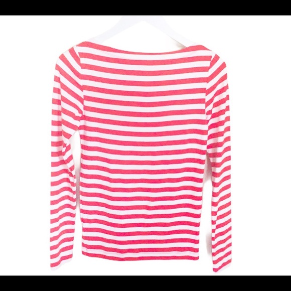 GAP Stripe Boat Neck With Long Sleeves Top/Tee Red Size Medium - Picture 11 of 12
